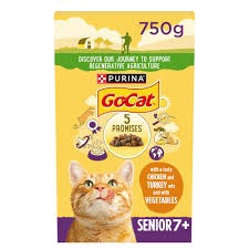 Purina Go-Cat Senior 7+ Chicken & Turkey & Vegetables 750g
