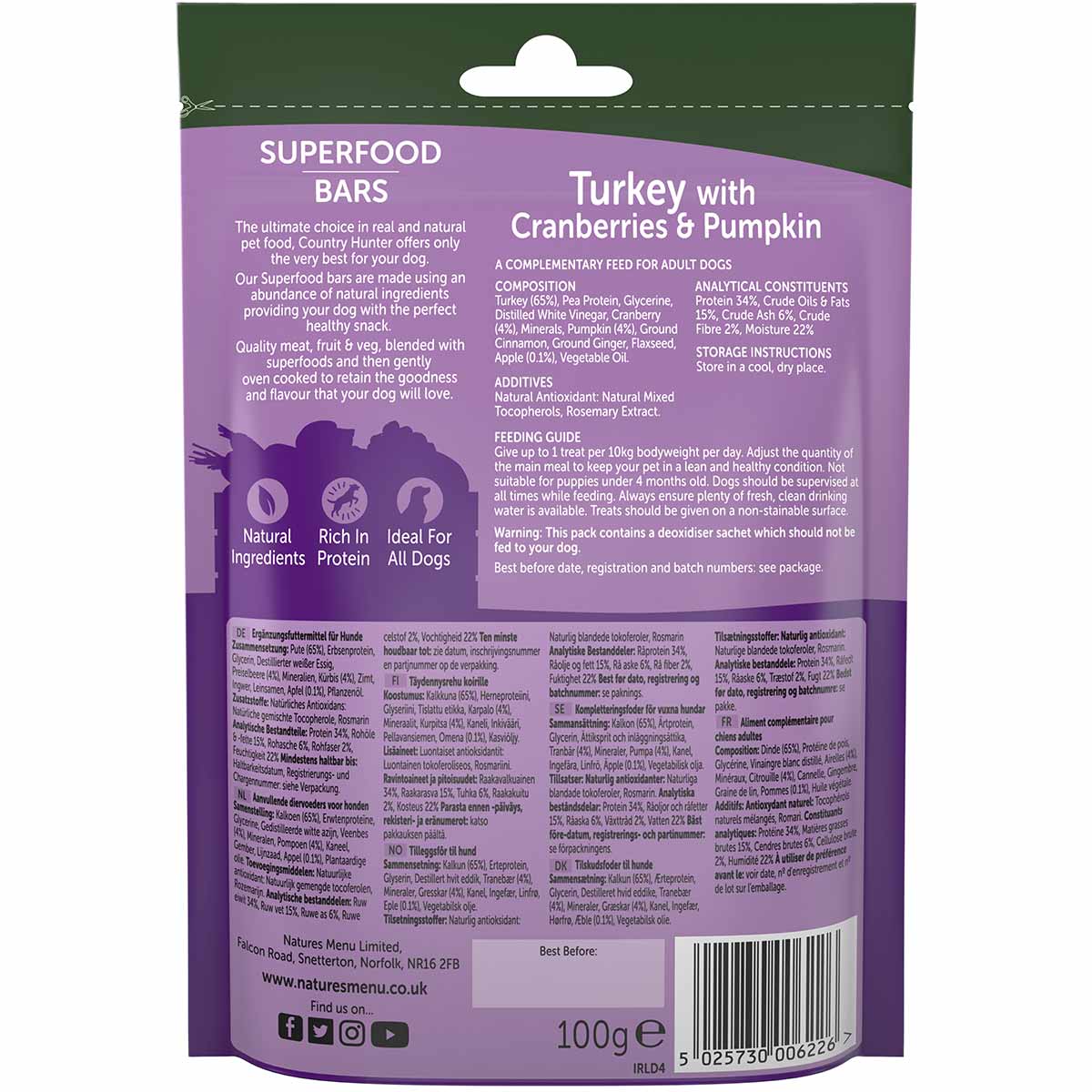 Country Hunter Superfood Bar Turkey with Cranberries & Pumpkin