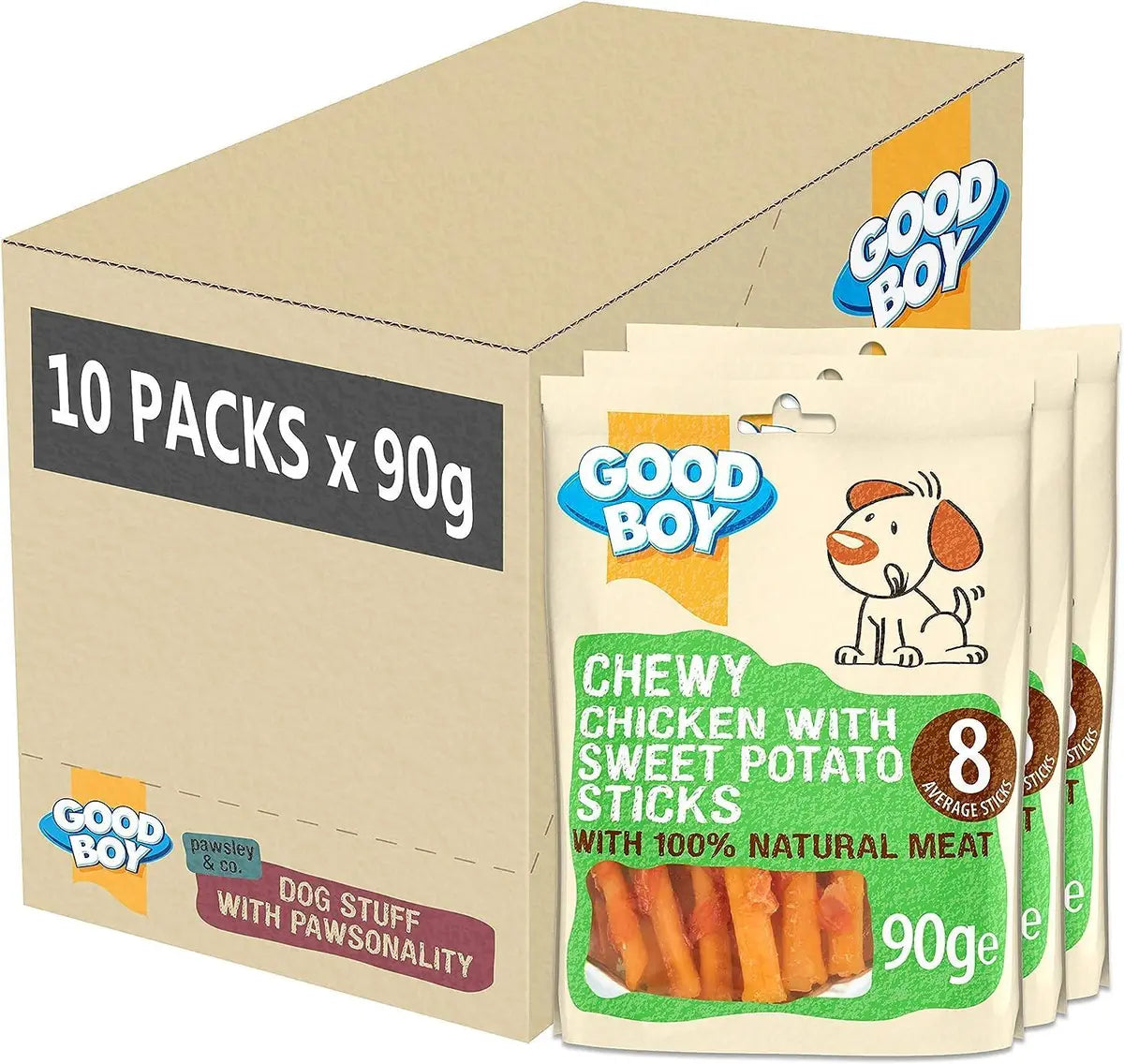 Good Boy 10x90g Chewy Chicken & Sweet Potato