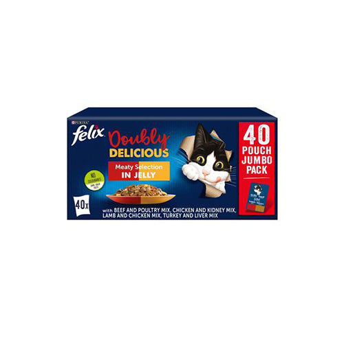 Felix Doubly Delicious Meaty Selection In Jelly 40 x 100g Pouches