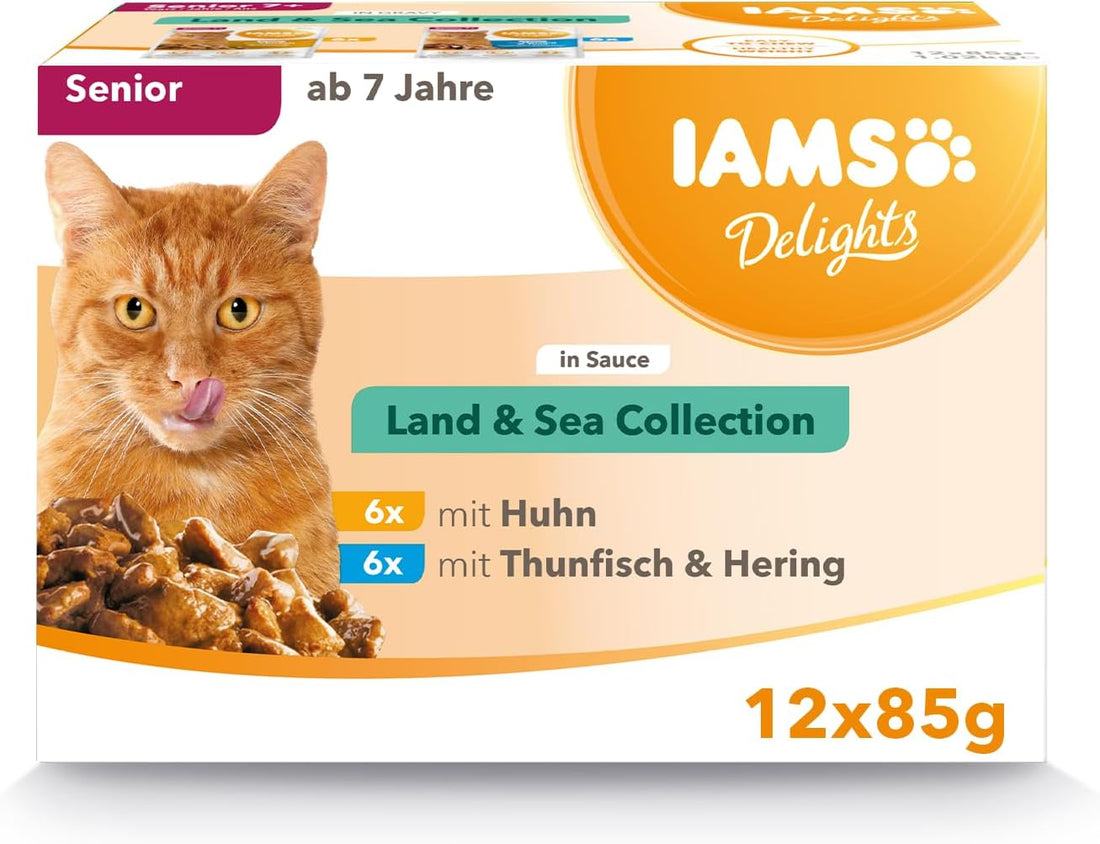 Iams Delights Adult Land &amp; Sea in Gravy 48 x 85g Wet Cat Food