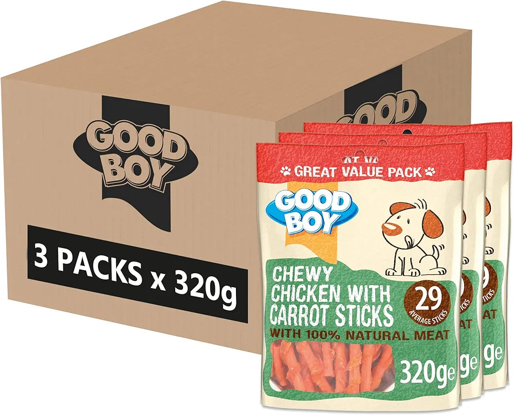 Good Boy 10x90g Chewy Chicken &amp; Carrot Sticks